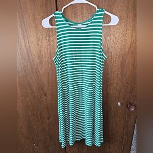 Old Navy Green and White Striped Knit Swing Dress | Small